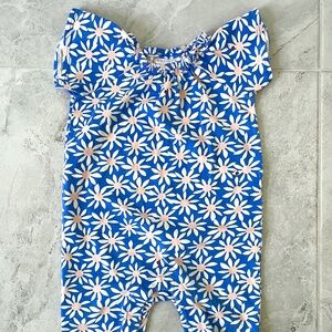 Baby Girl 12-18M Hanna Andersson Blue Daisy Romper Snaps EXC